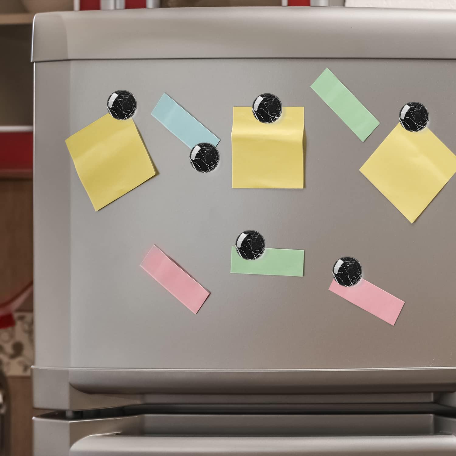 Set of 2 12pcs Round Refrigerator Magnets Glass Fridge Magnets Decoration for Fridge Office Calendar Whiteboard Photo Cabinet 6 Pcs - Black Marbling